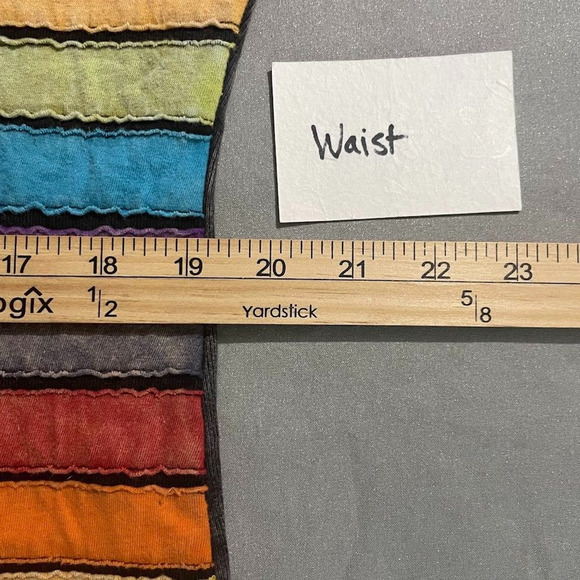 The Collection Royal Size XL Rainbow Stripes Knit Tee Top Acid Wash Hippie - Picture 7 of 9